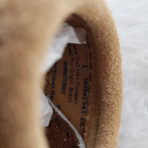 Minnetonka Riley Leopard Hair on Hide Baby Moccasins Size 1 NWT - Picture 7 of 12